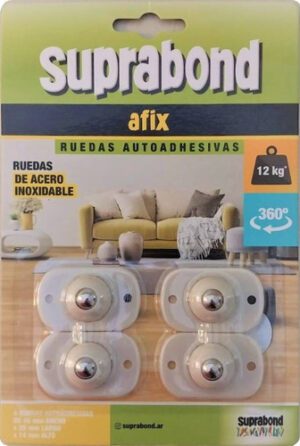 Ruedas autoadhesivas afix acero inox. x 4 u.