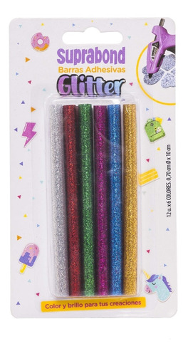 Barras adhesivas Hot Melt glitter - 12 Unidades