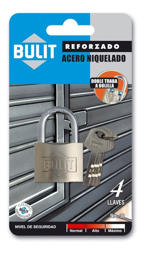 Candado reforzado de acero niquelado - 30 mm