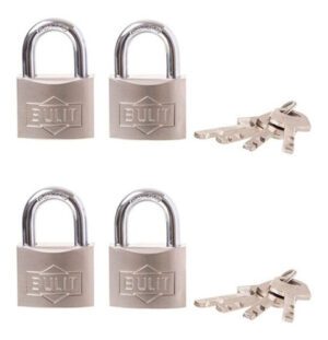 Candado reforzado de acero niquelado - 40 mm - 4 unidades