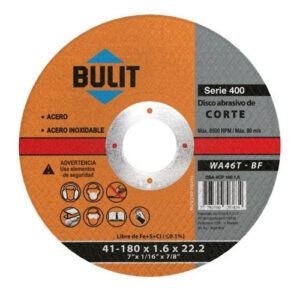 Disco abrasivo de corte serie 400 180 mm x 1,6 mm x 22,2 mm