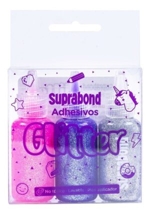 Adhesivo Suprabond glitter  - 3 unidades de 20 gr