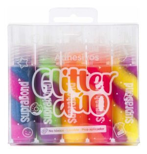 Adhesivo Suprabond glitter dúo - 5 unidades de 23 gr