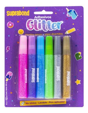 Adhesivo Suprabond glitter  - 6 unidades de 10 gr